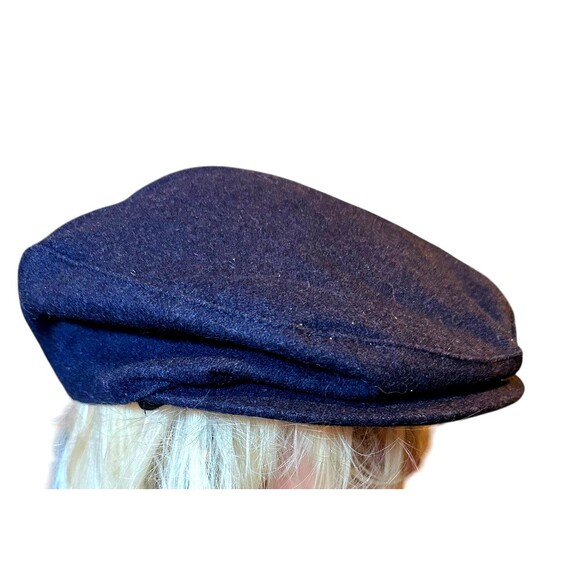 Blue wool blend Ascot Hat Snap Top Bill Retro dad grandpacore - Picture 1 of 1
